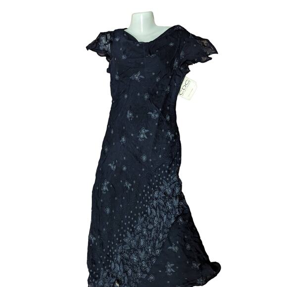 NWT VINTAGE RAMPAGE METALLIC FLORAL LACE LONG DRESS  Size 4 - Picture 1 of 8